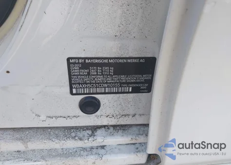 2012 BMW 528I xDrive из США, поврежденный, VIN WBAXH5C51CDW10155